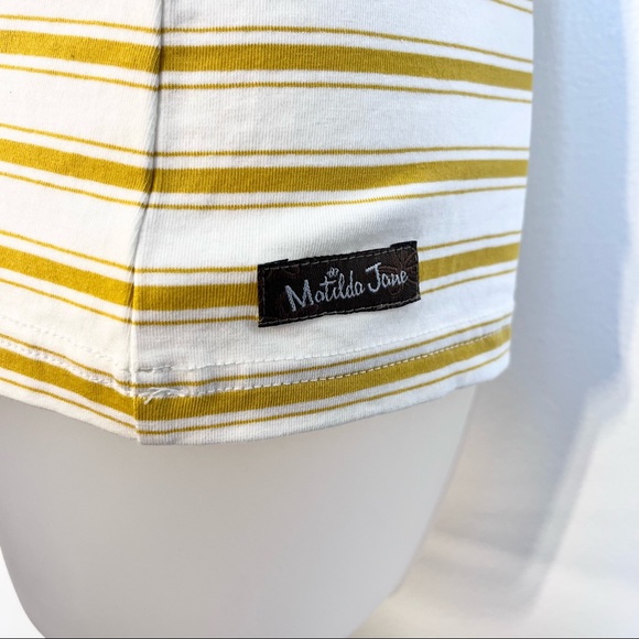 Matilda Jane Sunny Boatneck Tee Striped w/ Gingham Buttons Size Small - Picture 6 of 8